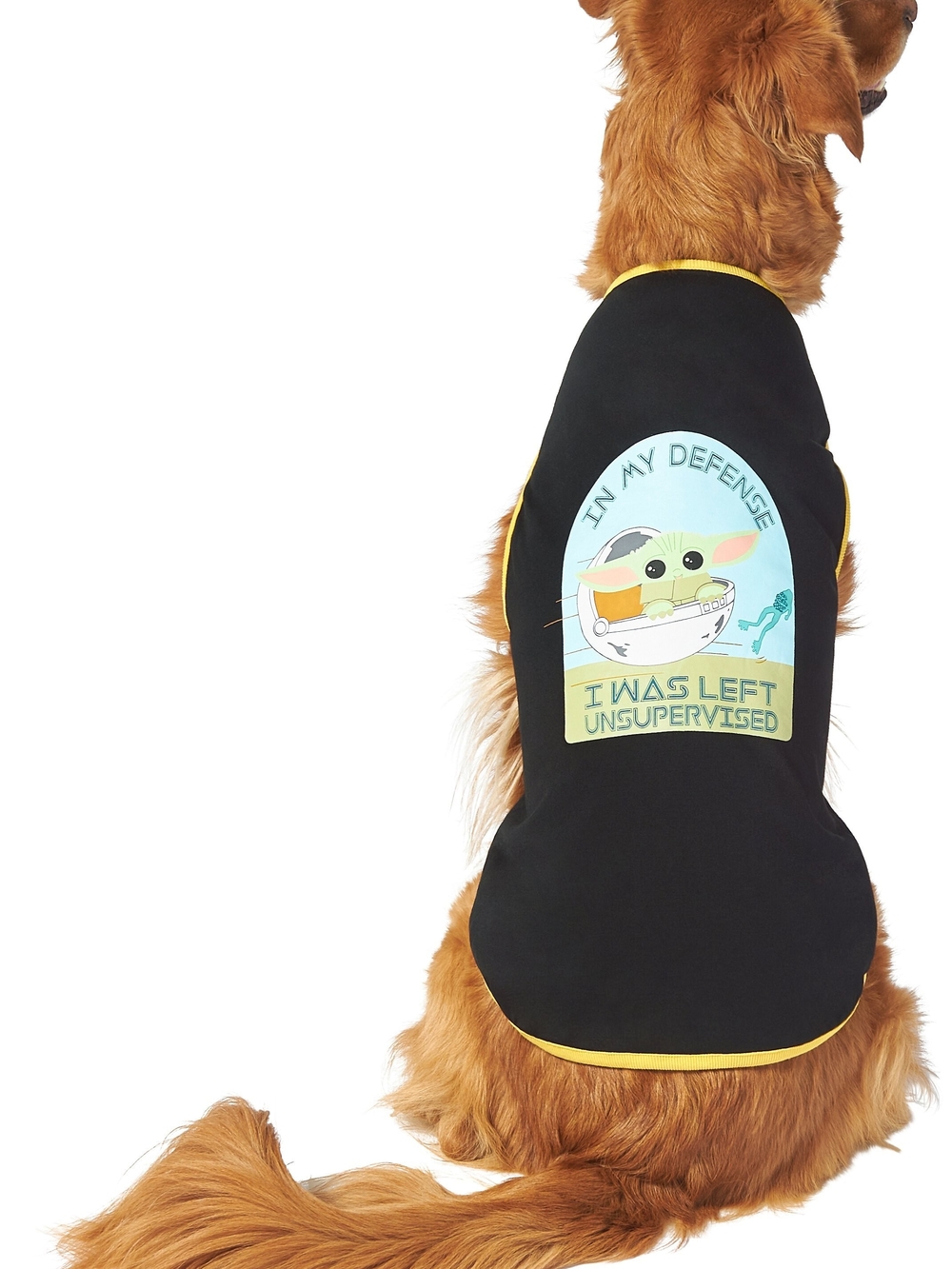 Star Wars Grogu 'I Was Left Unsupervised' Black & Yellow Trim Dog Tee